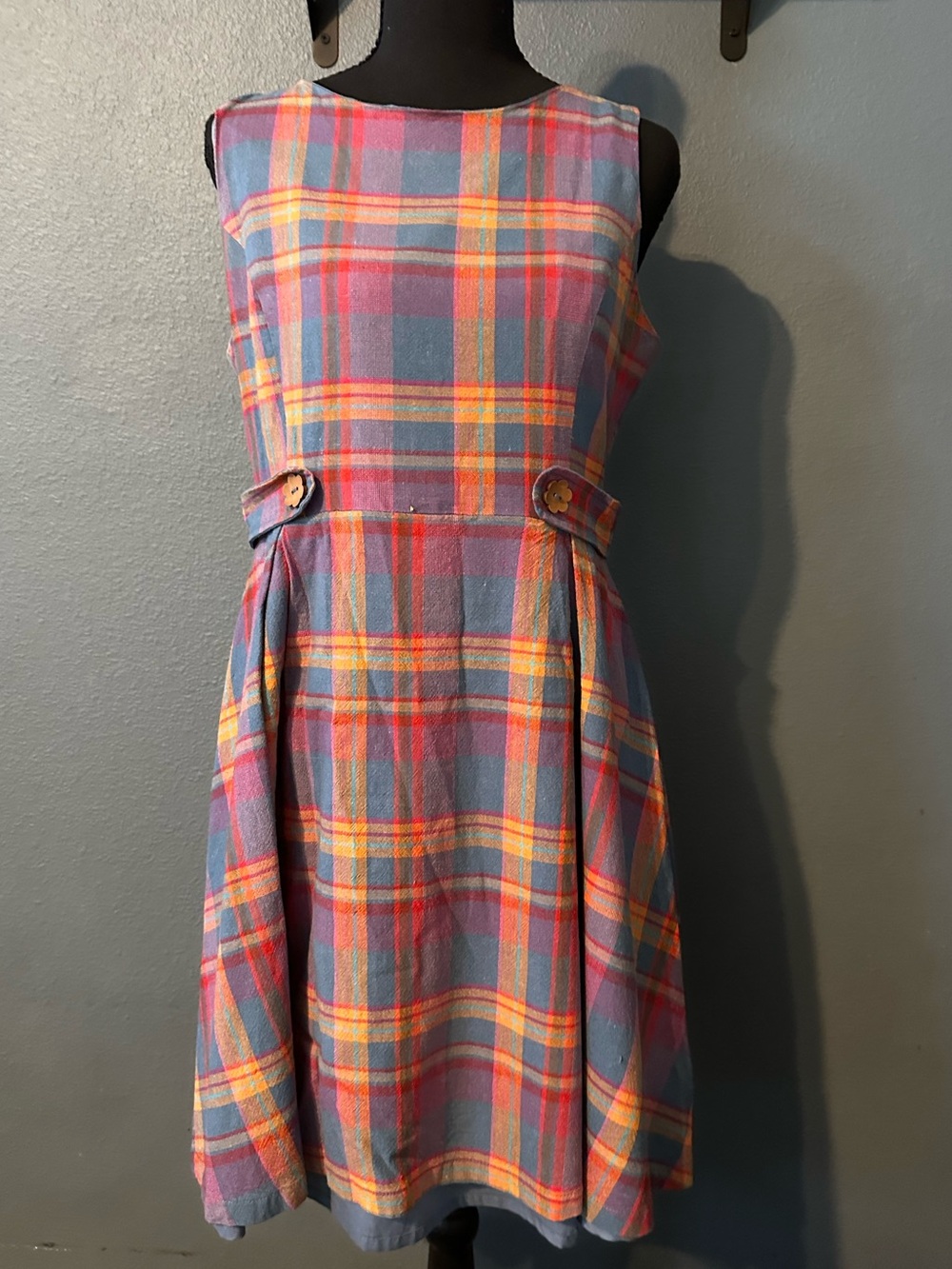 ModCloth Navy Blue Sleeveless Dress with Multicolor Trim